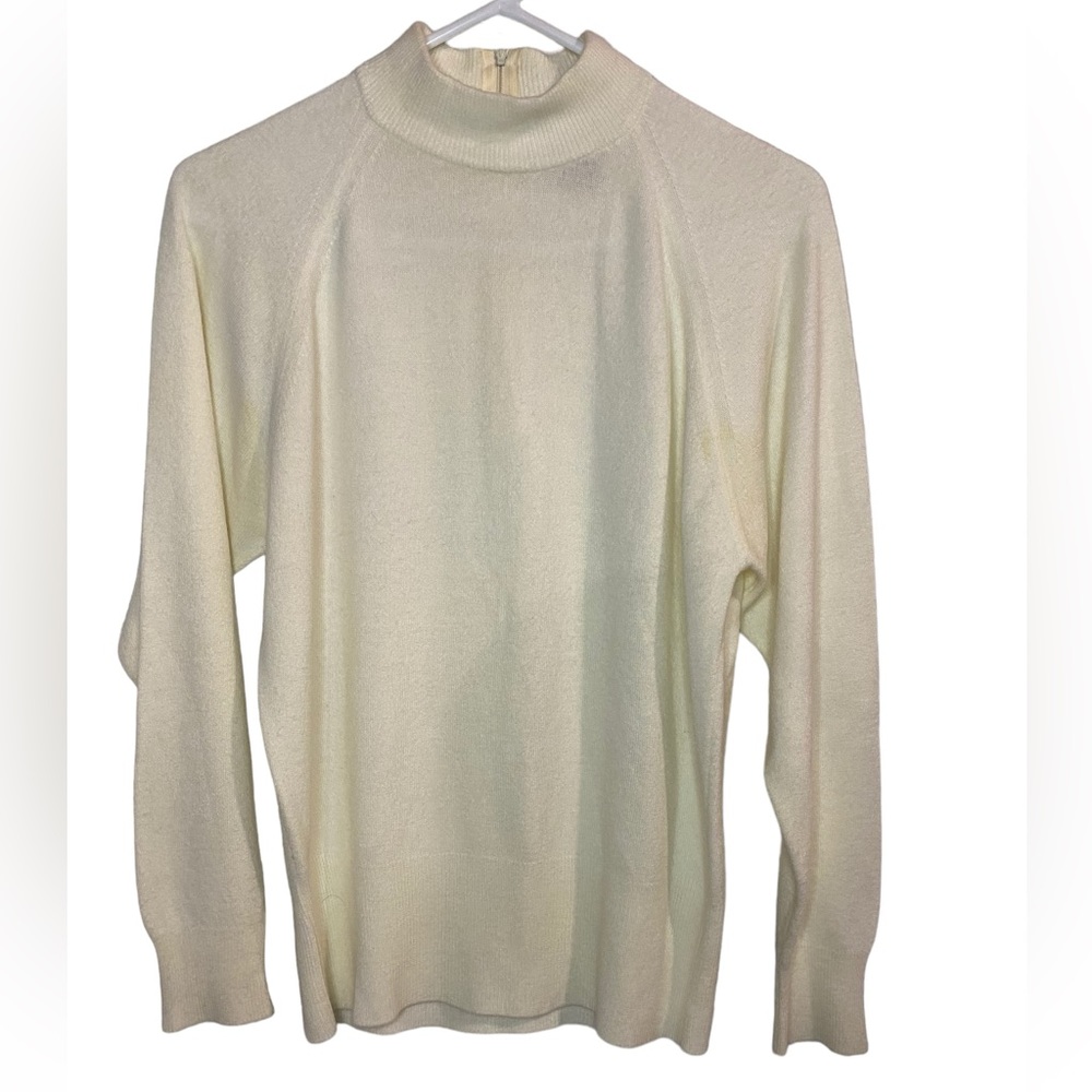 VINTAGE Worthington Sweater Women's Mock Neck White 100% Acrylic Long Sleeve M